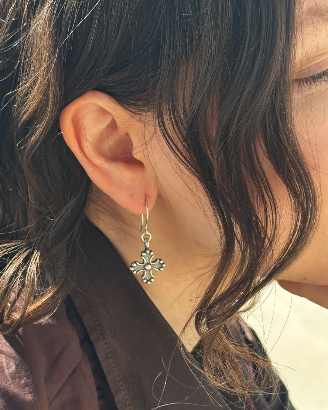 Kaukola cross earrings silver