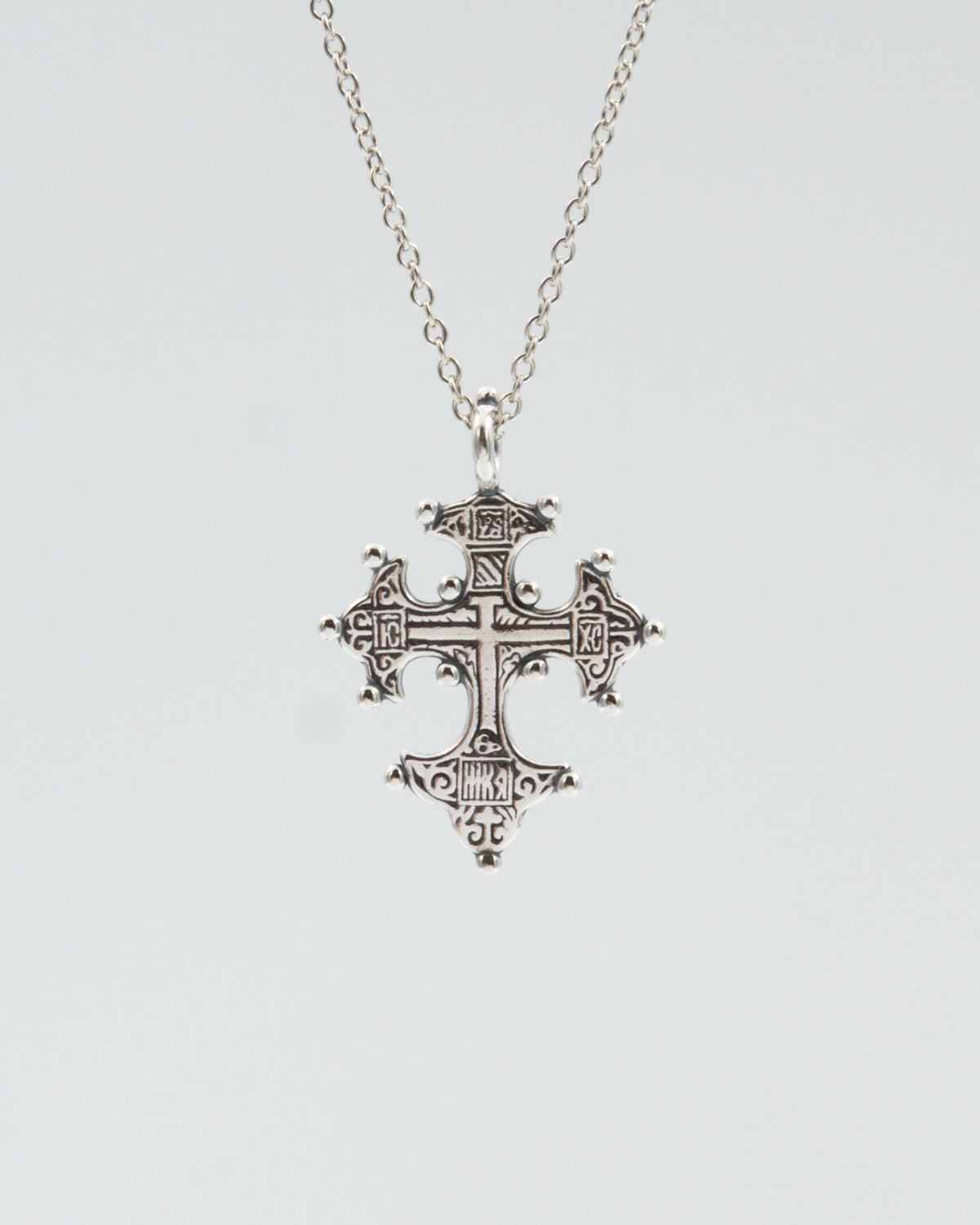 Kept Ilomants cross pendant 45/50 cm silver