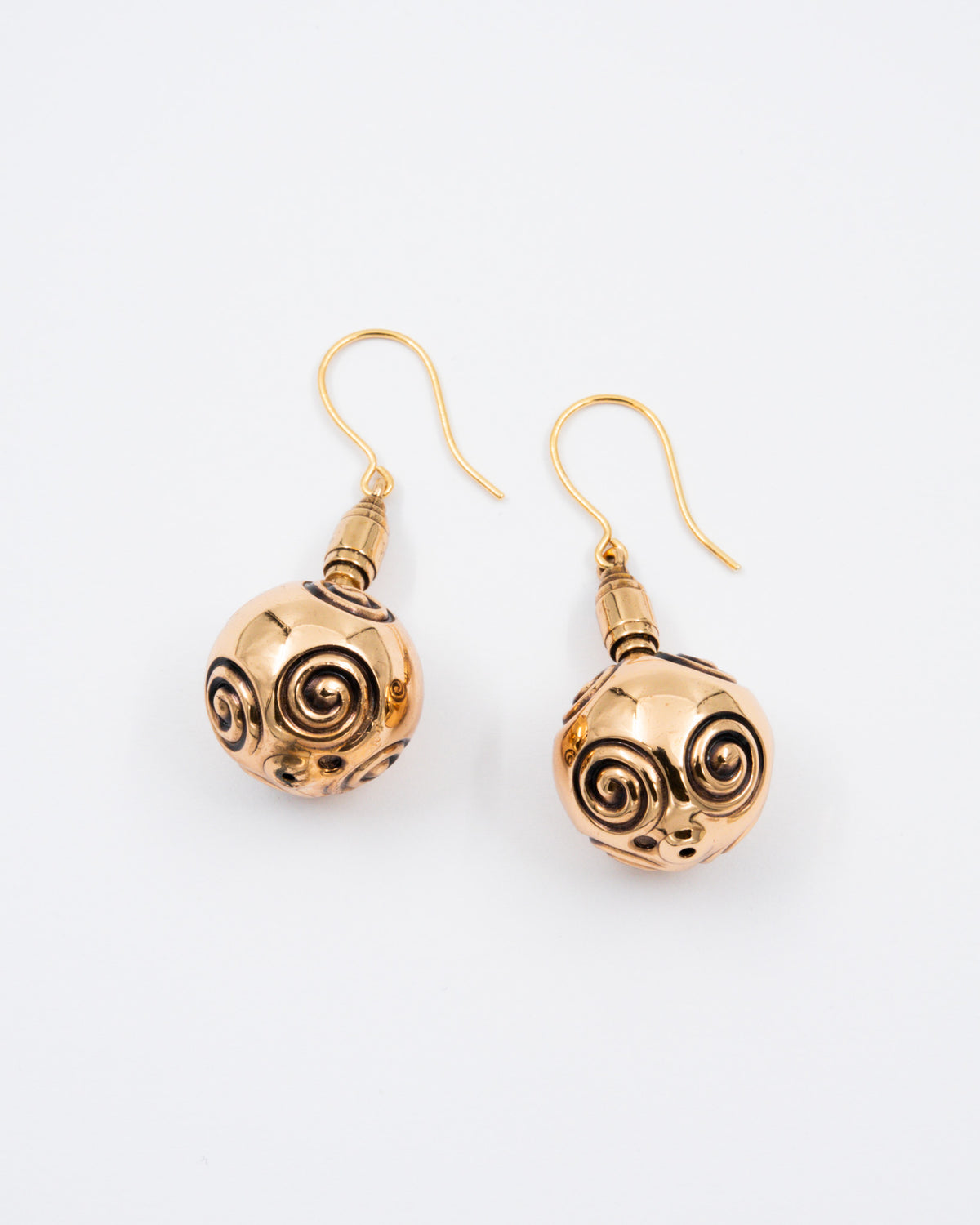 Preloved Halikko spiral bead earrings bronze
