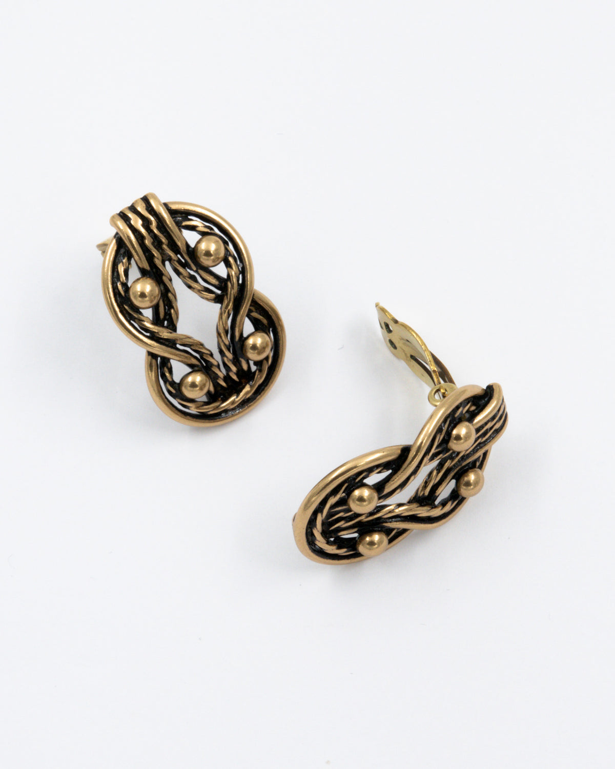 Preloved Teljänneito earrings large bronze clip-on