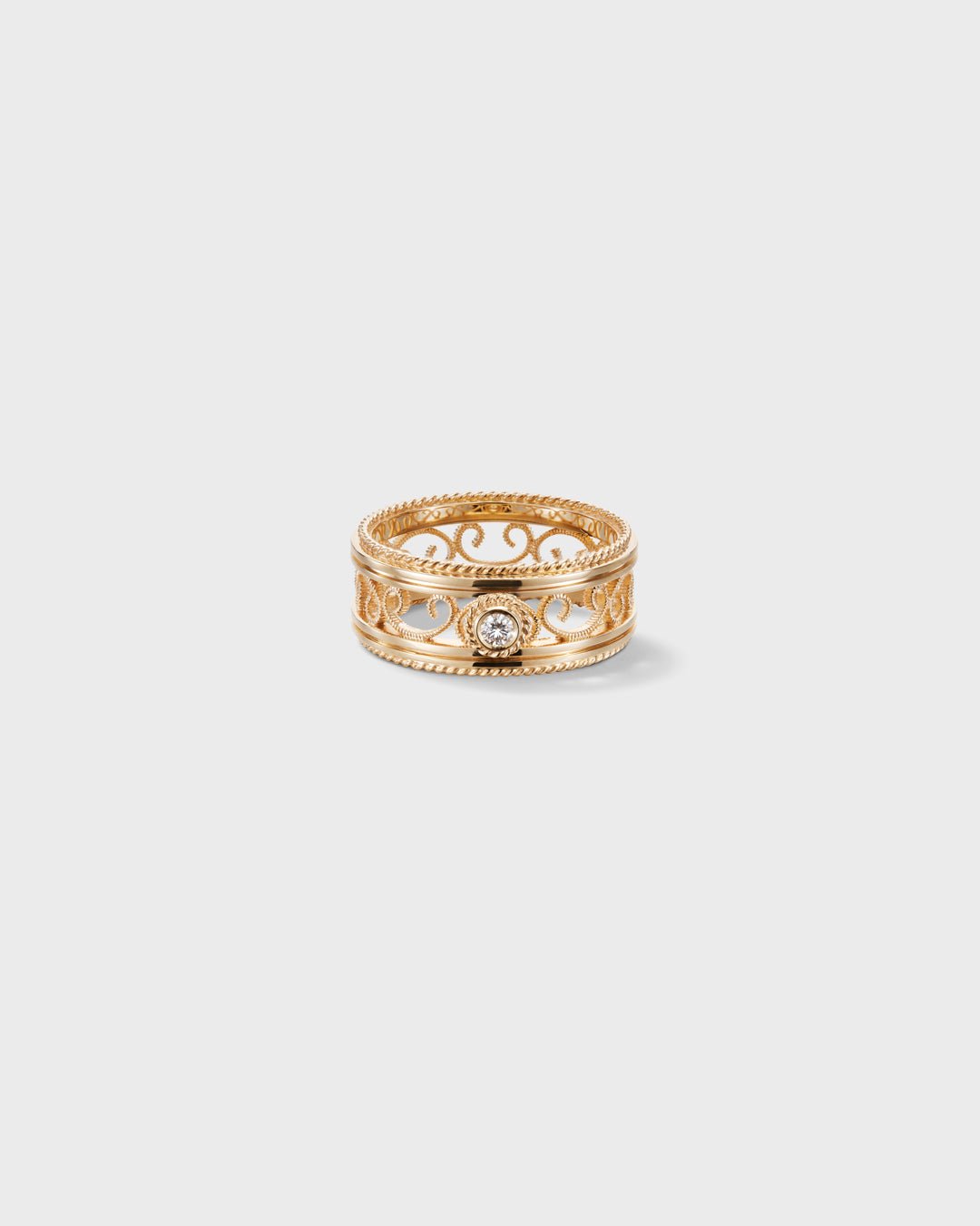 Filigraani-sormus 8,5mm 1x0,06ct kulta