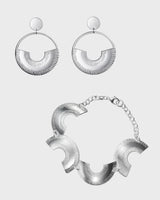 Arcs Bracelet and Earrings silver