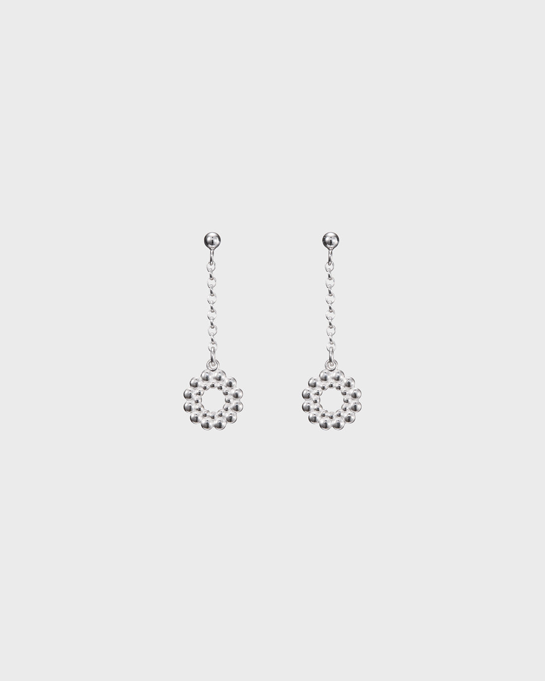 Circle of light drop earrings silver