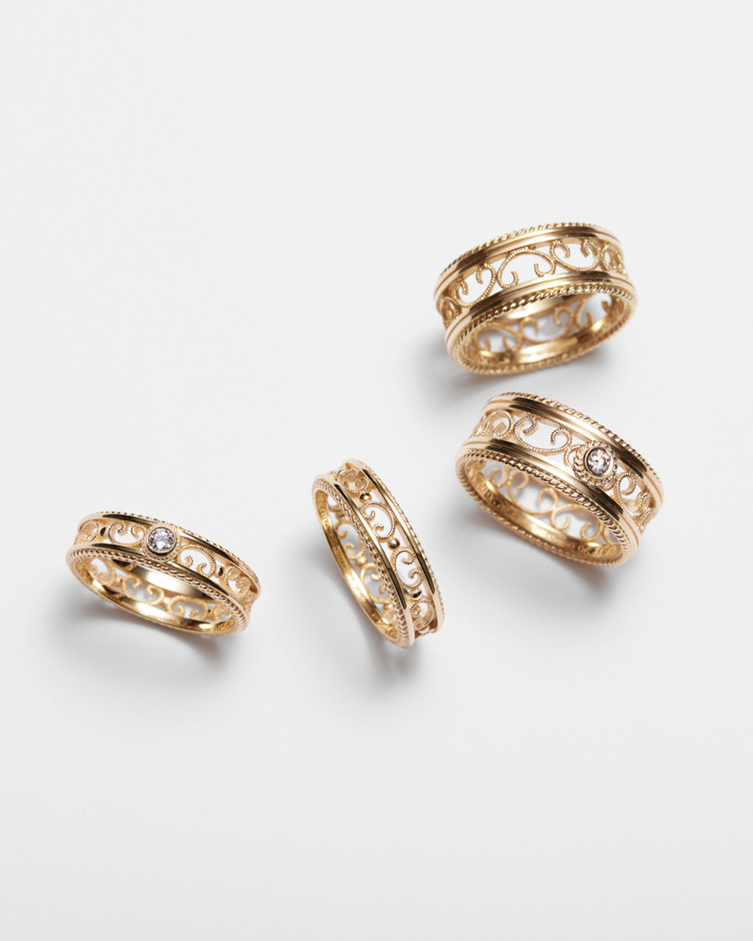 Filigraani-sormus 8,5mm 1x0,06ct kulta